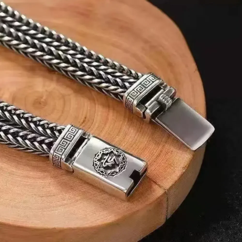 Stainless Steel Chain Link Bracelet, Mantra, Curb Hand Woven Fashion Jewelry